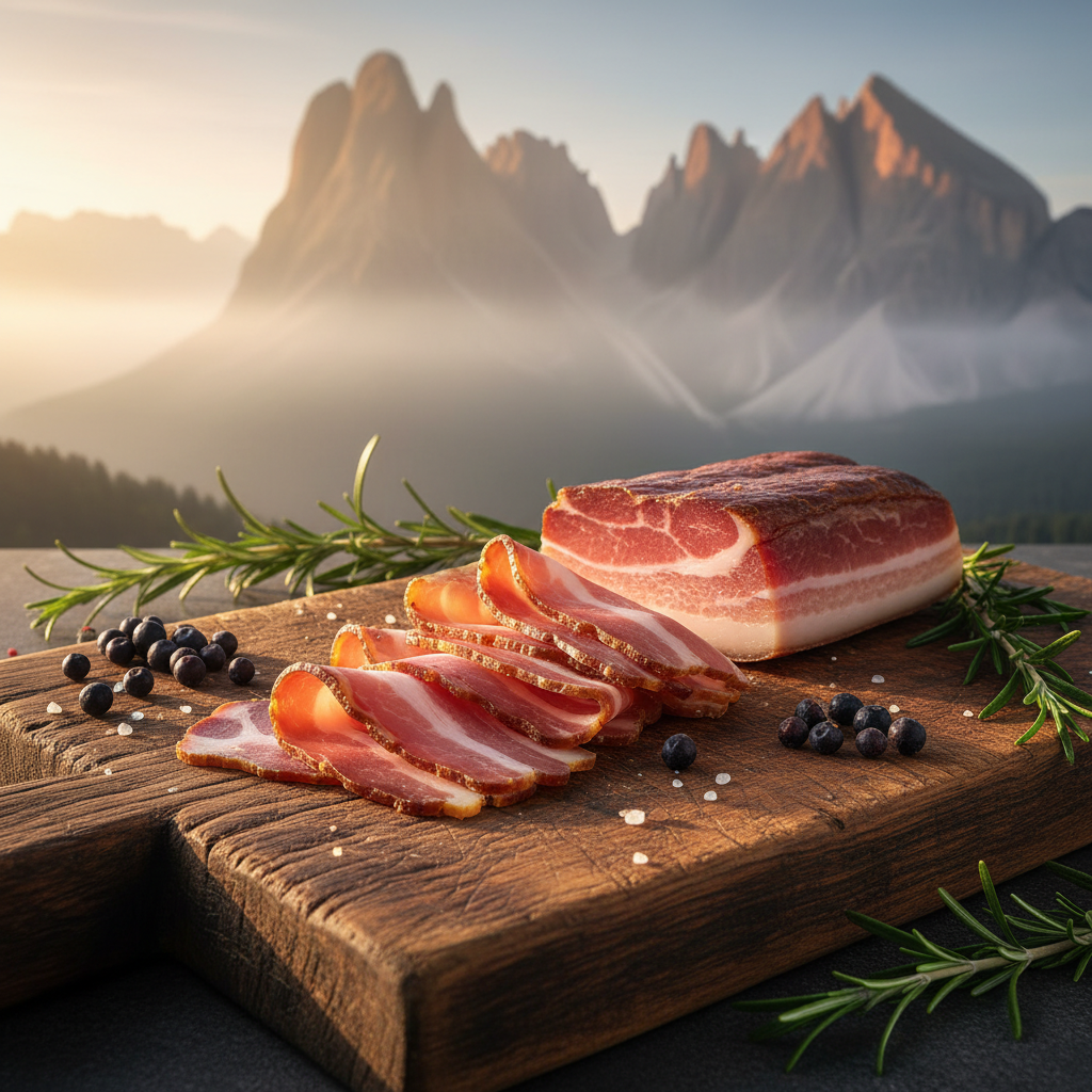 Südtiroler Speck auf Holzbrett